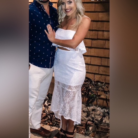 Skirts | White Bridal Two Piece Lace Skirt And Top | Poshmark